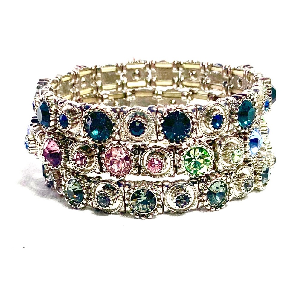 Set of 3 Jeweled Bracelets
